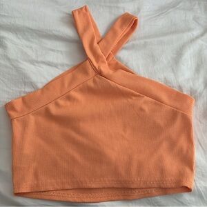 SHEIN Orange Asymmetrical Crop Tank Top